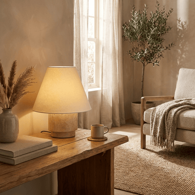 Cedric Travertine Table Lamp