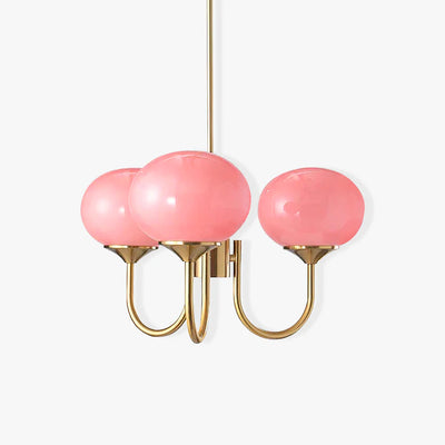 Lustra Chandelier Pink Glass Globe Gold - Neutral Decor