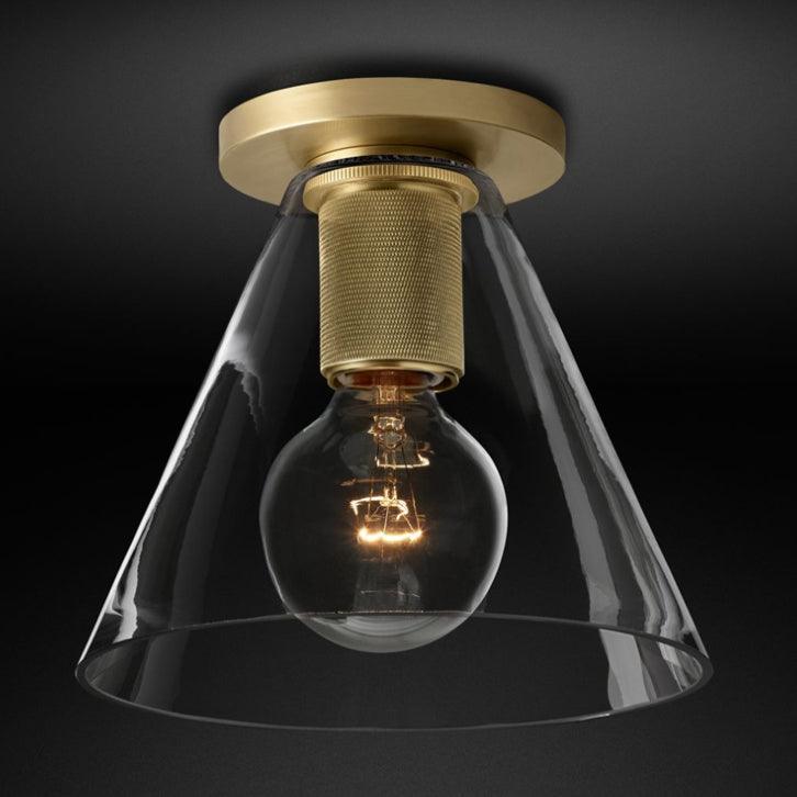 Elthyn Ceiling Lamp Cone Glass Brass Minimalist Industrial