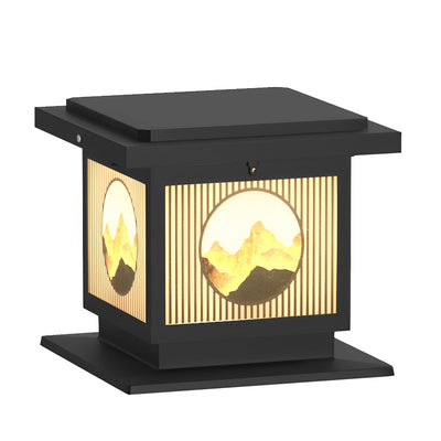 Danw Square Retro Scenery Aluminum Outdoor Post Caps Lights