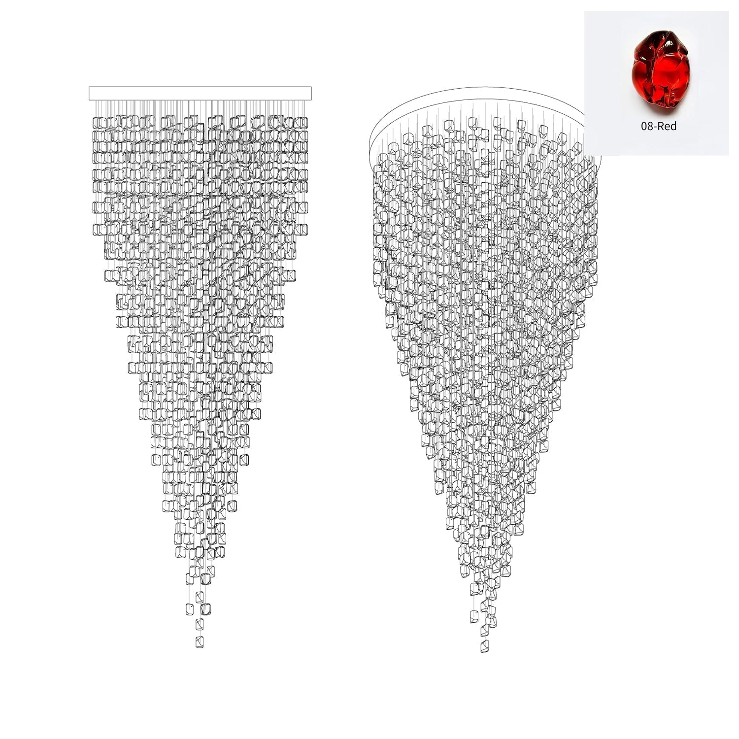 Belora Postmodern Luxury Stone Crystal Chandelier