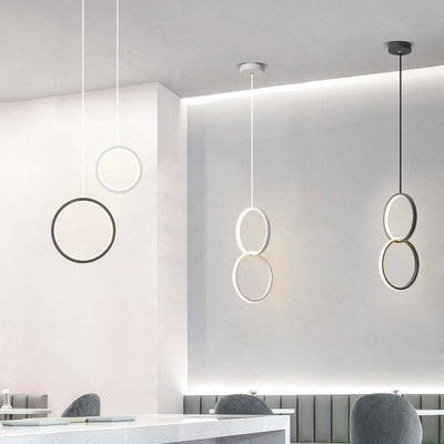 Arisha Modern Minimalist LED Hanging Pendant Lights Black White Bedroom - Neutral Decor