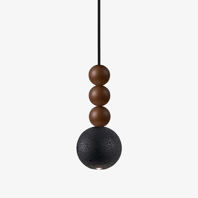 Tizn Black Travertine Wood Modern Pendant Light