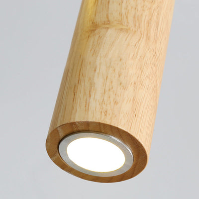 Muto Cylindrical Wood Pendant Light for Bedroom Kitchen Island - Neutral Decor