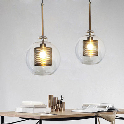 Arisha Golden Pendant Light, /Glass, Globe/Cylindric - Neutral Decor