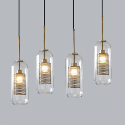 Arisha Golden Pendant Light, /Glass, Globe/Cylindric - Neutral Decor