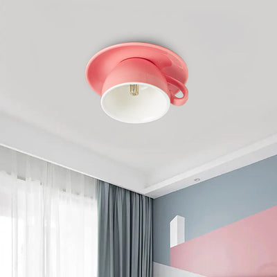 Valentina Modern Coffee Cups Ceramic Flush Ceiling Lighting - Neutral Decor