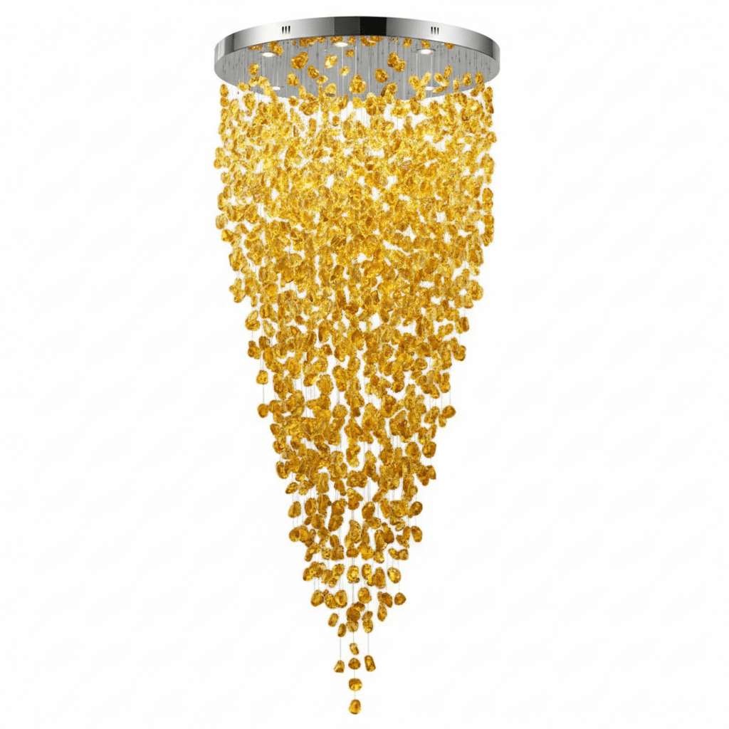 Polychrome Mineral Quartz Cascade Chandelier