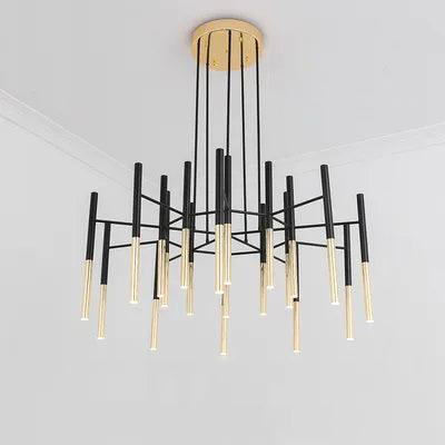 Arixon Chandelier Modern Rods Black Gold