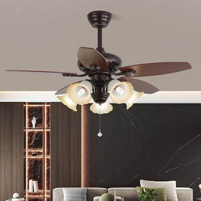 Elvael Classic Wood Glass Ceiling Fan Light