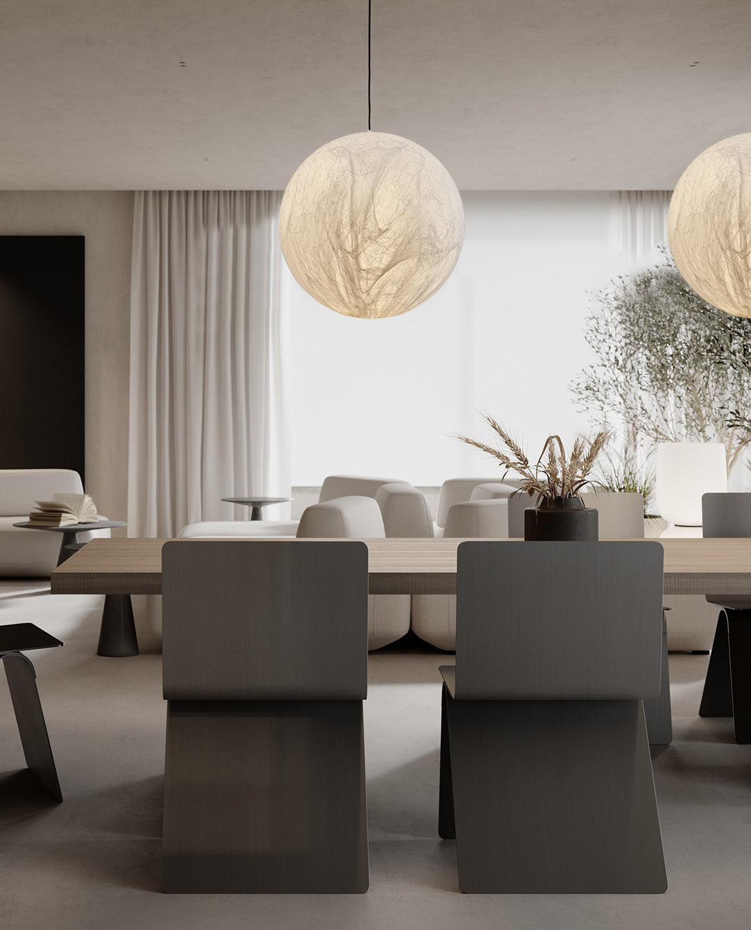 Globe Minimalist Silk Pendant Lamp