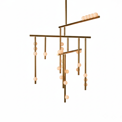 Miraview Brass Glass Drop Chandelier