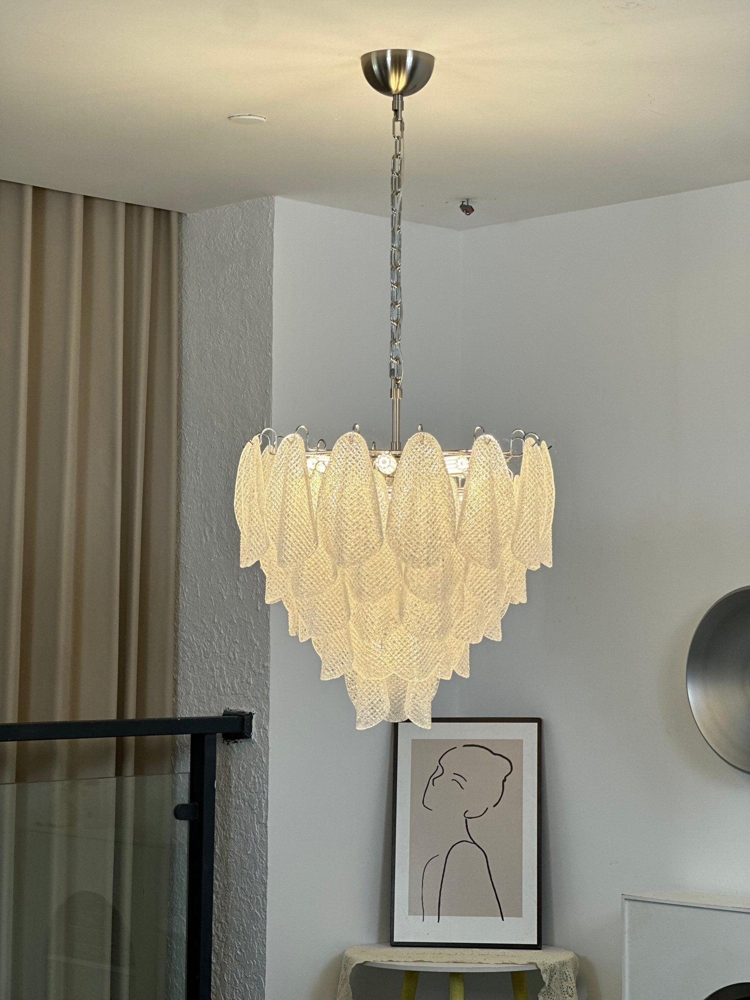 Prelit Glass Teardrop Chandelier