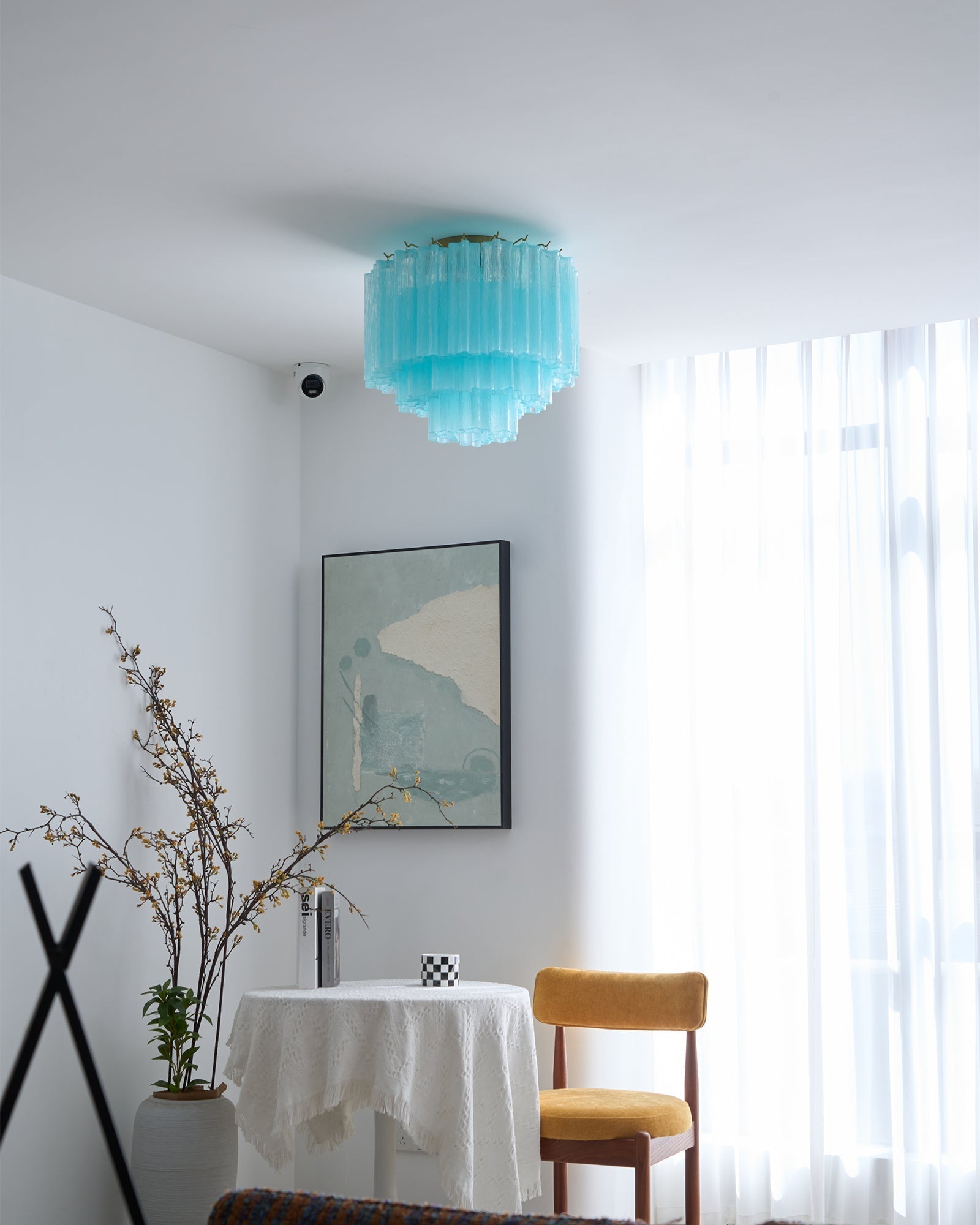 Velelena Ceiling Lamp White Murano Glass Layered Elegant Modern
