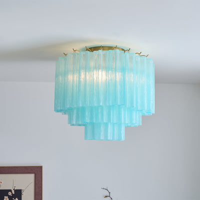 Velelena Ceiling Lamp White Murano Glass Layered Elegant Modern