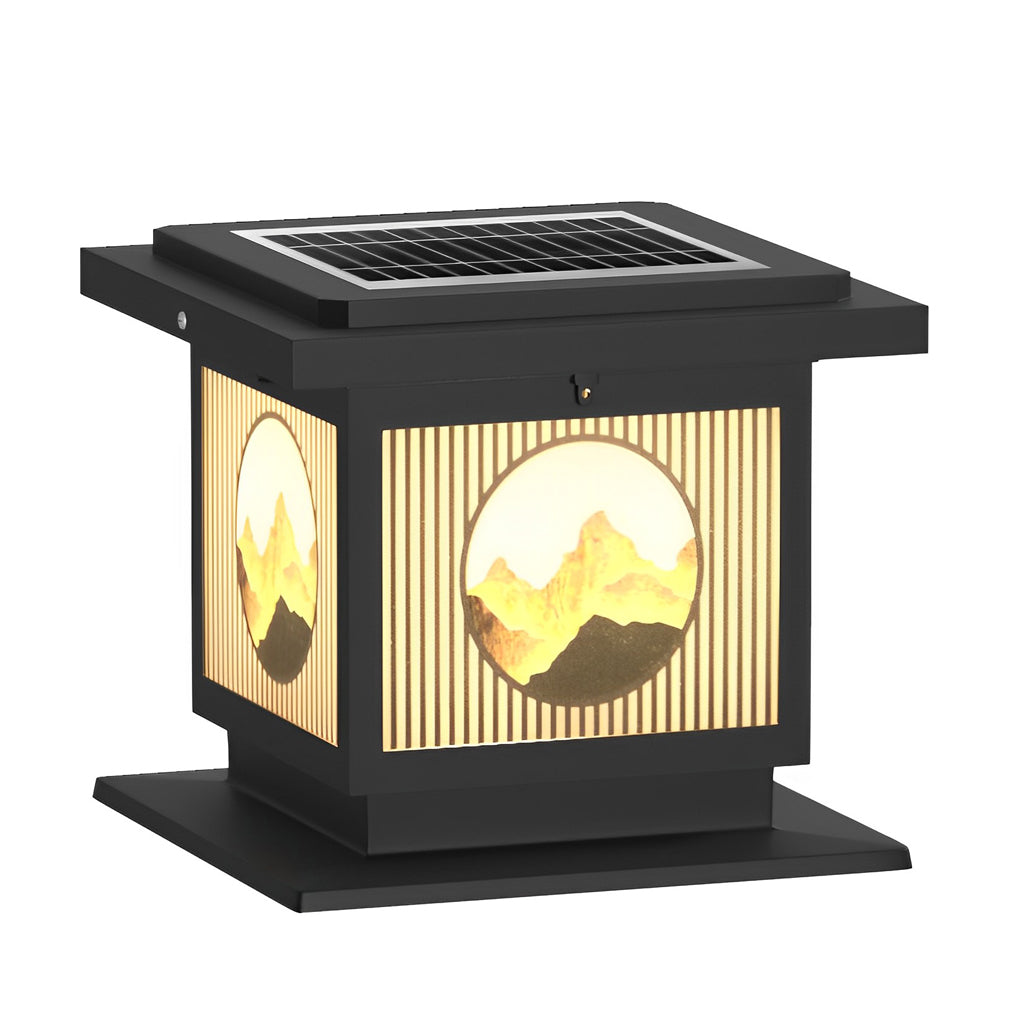 Danw Square Retro Scenery Aluminum Outdoor Post Caps Lights