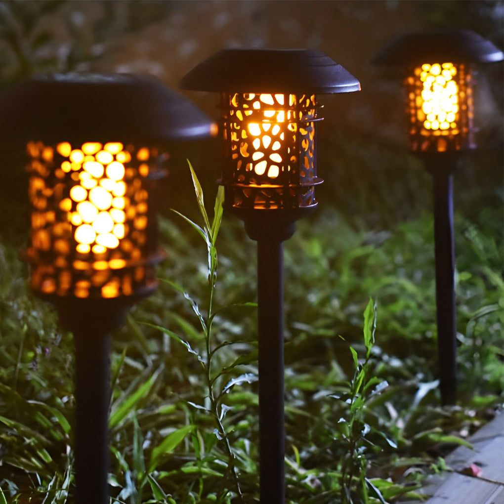 Orson Hollow LED Flame Aluminum Modern Solar Lawn Lights
