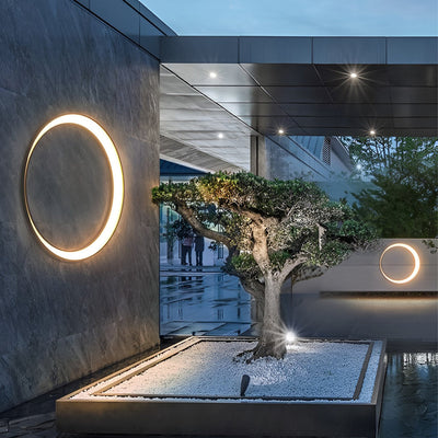 Oron Circular Moon Modern Steel Outdoor Wall Lights