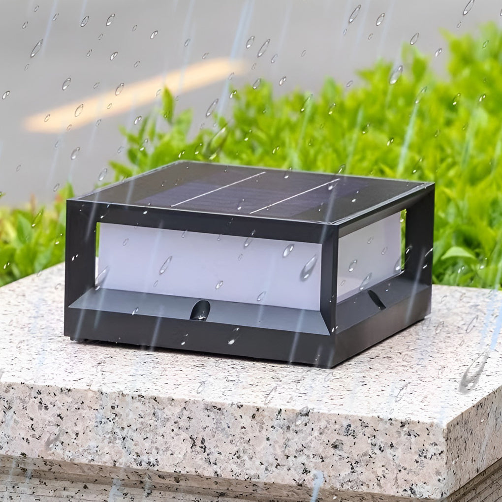 Una Square Unique Modern Metal Solar Outdoor Lights