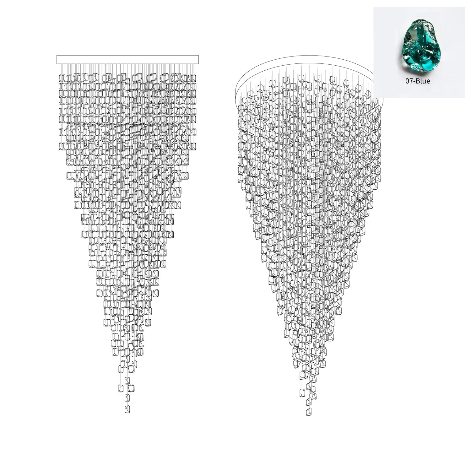 Belora Postmodern Luxury Stone Crystal Chandelier