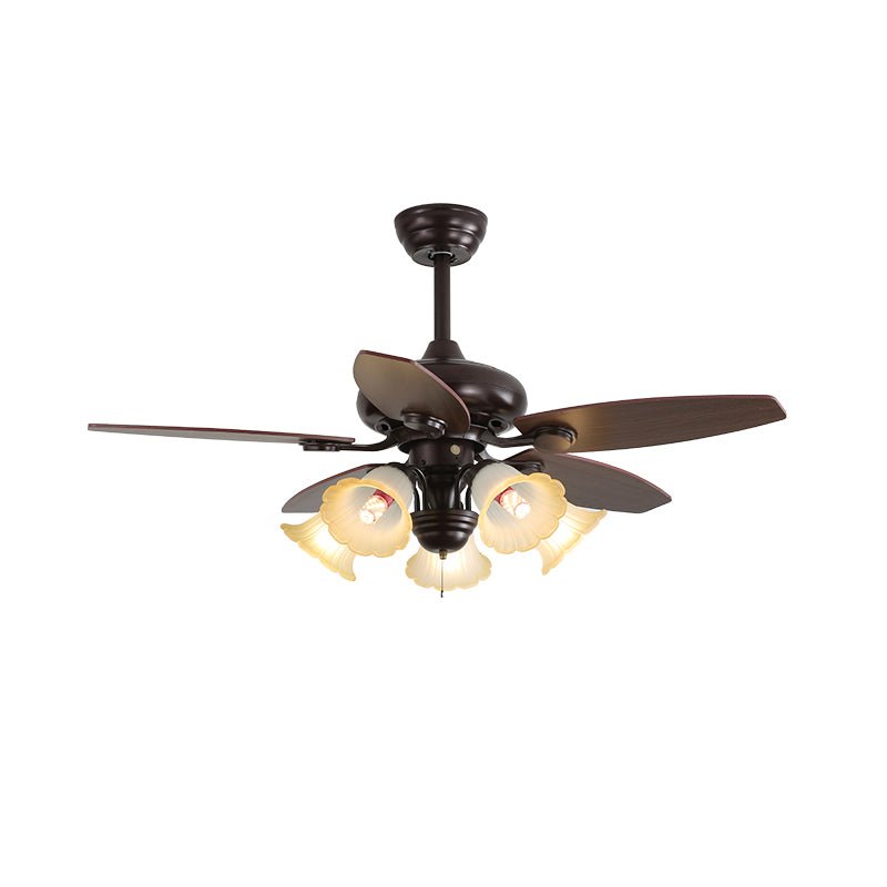 Elvael Classic Wood Glass Ceiling Fan Light