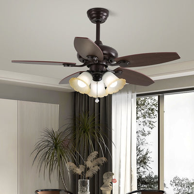 Elvael Classic Wood Glass Ceiling Fan Light