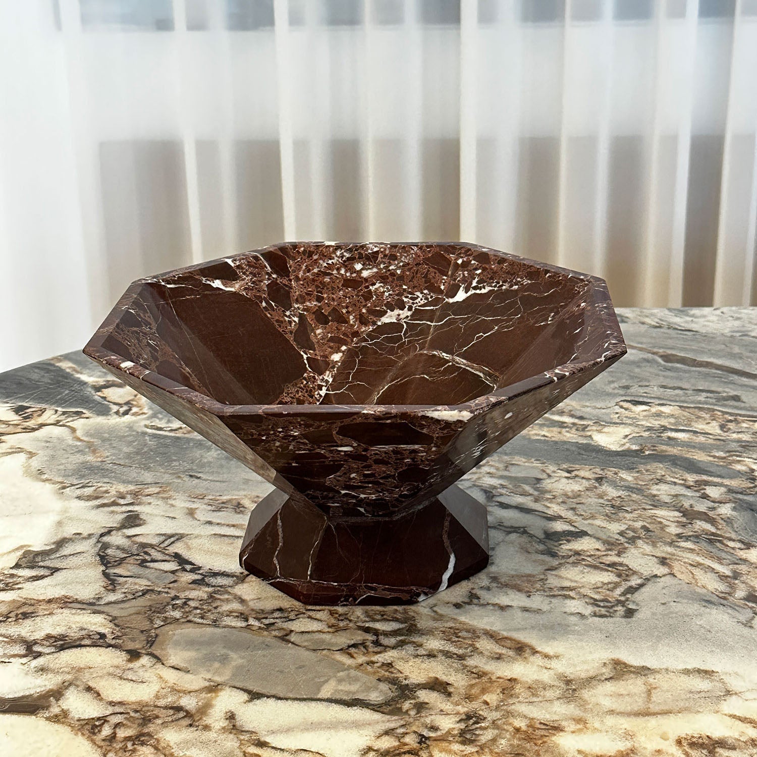 Selinel Facet Marble Pedestal Bowl