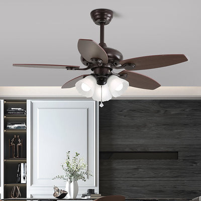 Elvael Classic Wood Glass Ceiling Fan Light