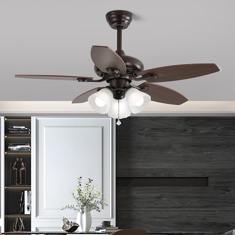 Elvael Classic Wood Glass Ceiling Fan Light