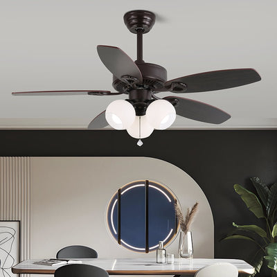 Elvael Classic Wood Glass Ceiling Fan Light