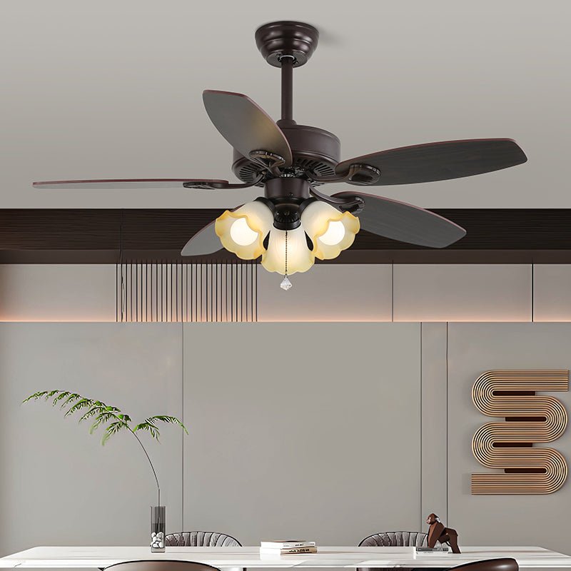 Elvael Classic Wood Glass Ceiling Fan Light