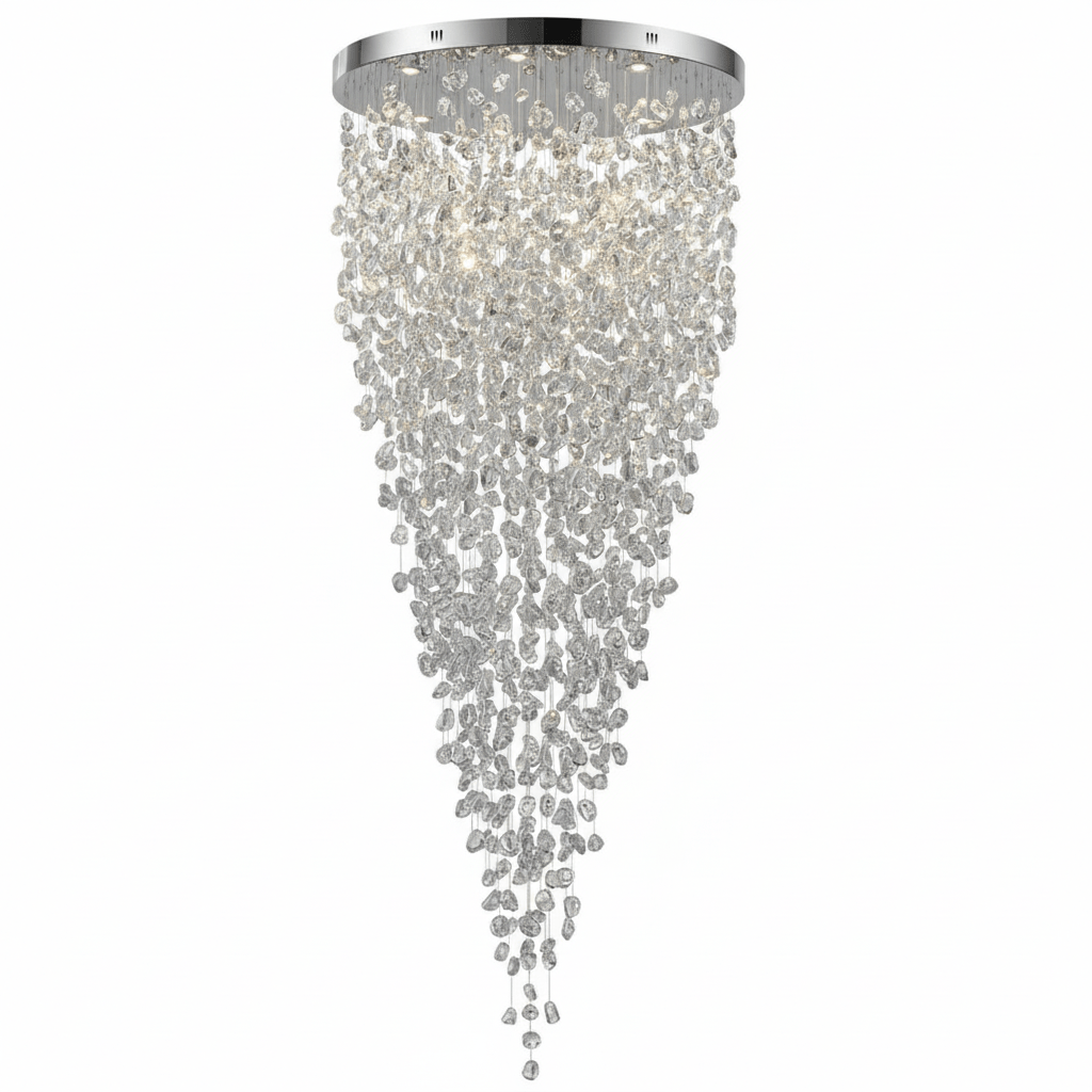 Polychrome Mineral Quartz Cascade Chandelier