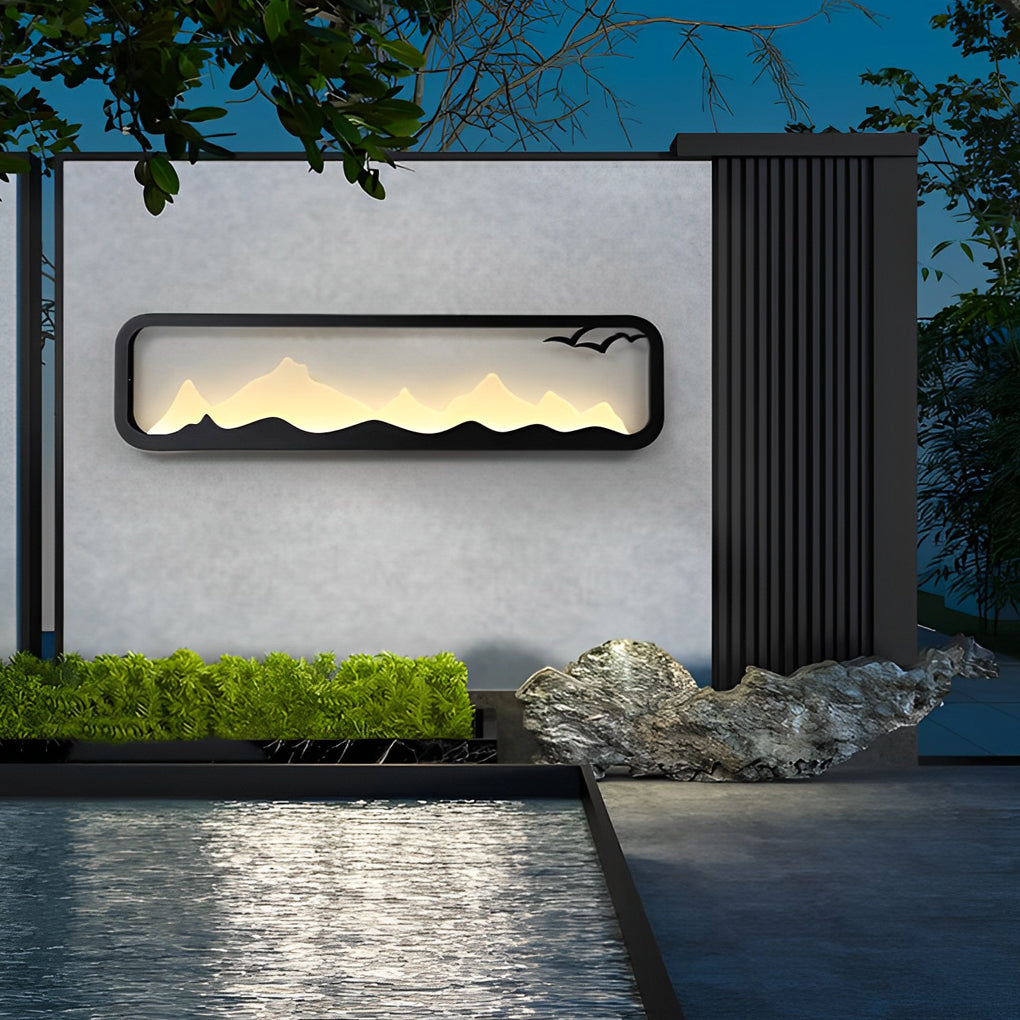 Geneva Rectangular Scenery Iron Outdoor Wall Lamp