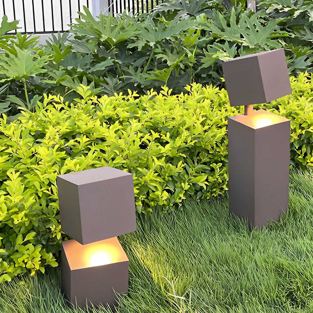 Brooker Modern Geometric Solar Aluminum Outdoor Lawn Light
