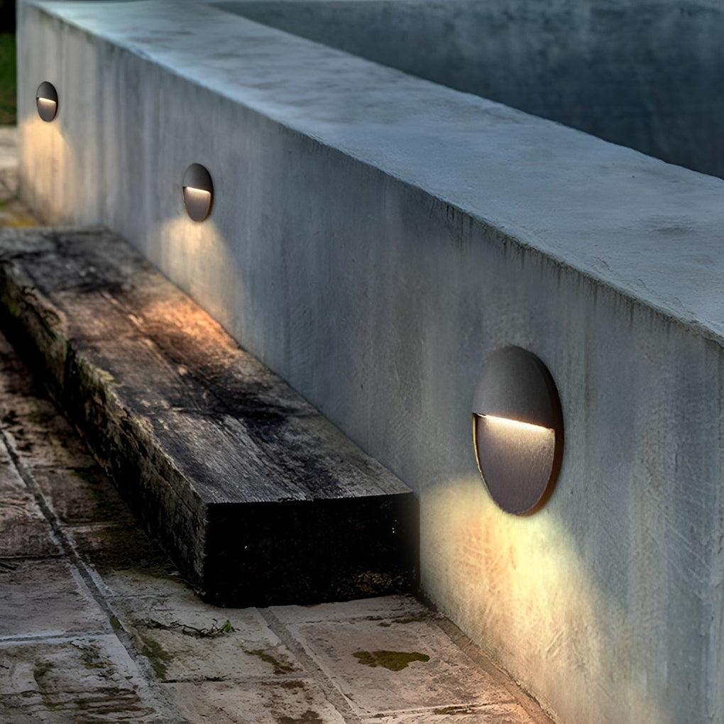 Winied Round Creative Aluminum Outdoor Wall Step Sconces