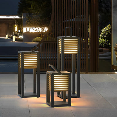 Kirstyn Square LED Modern Portable Steel Outdoor Lawn Light