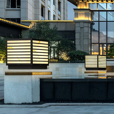 Butterf Square LED Modern Steel Outdoor Deck Post Pillar Light