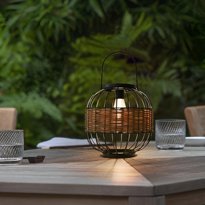 Fiter Decor Cage Shape Intelligent Rattan Outdoor Lanterns
