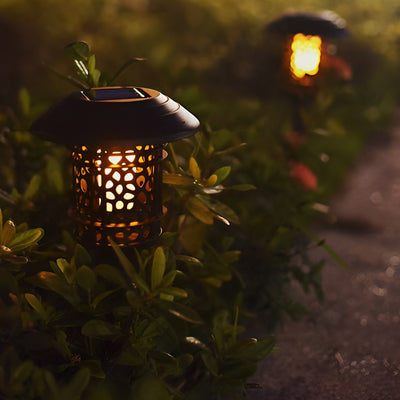 Orson Hollow LED Flame Aluminum Modern Solar Lawn Lights