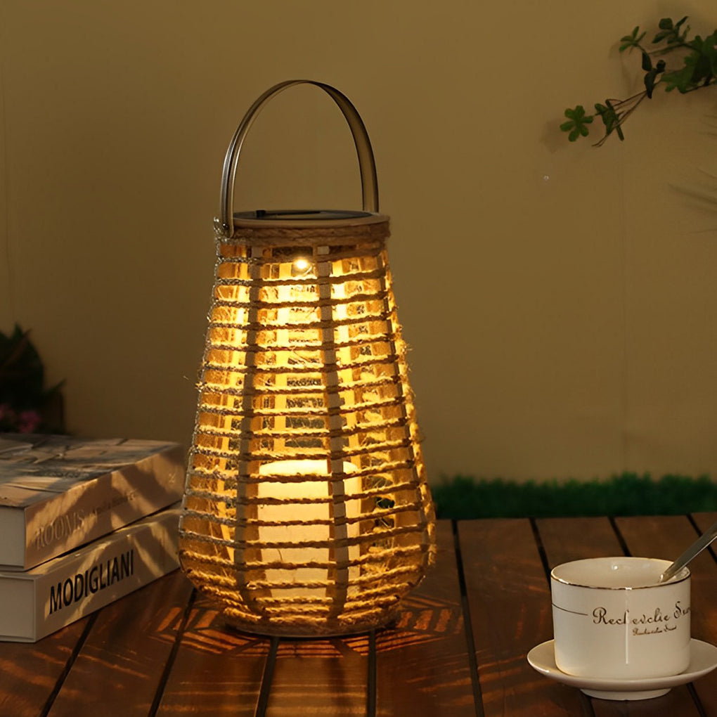 Woly Portable Retro Ropes Rattan Outdoor Lanterns
