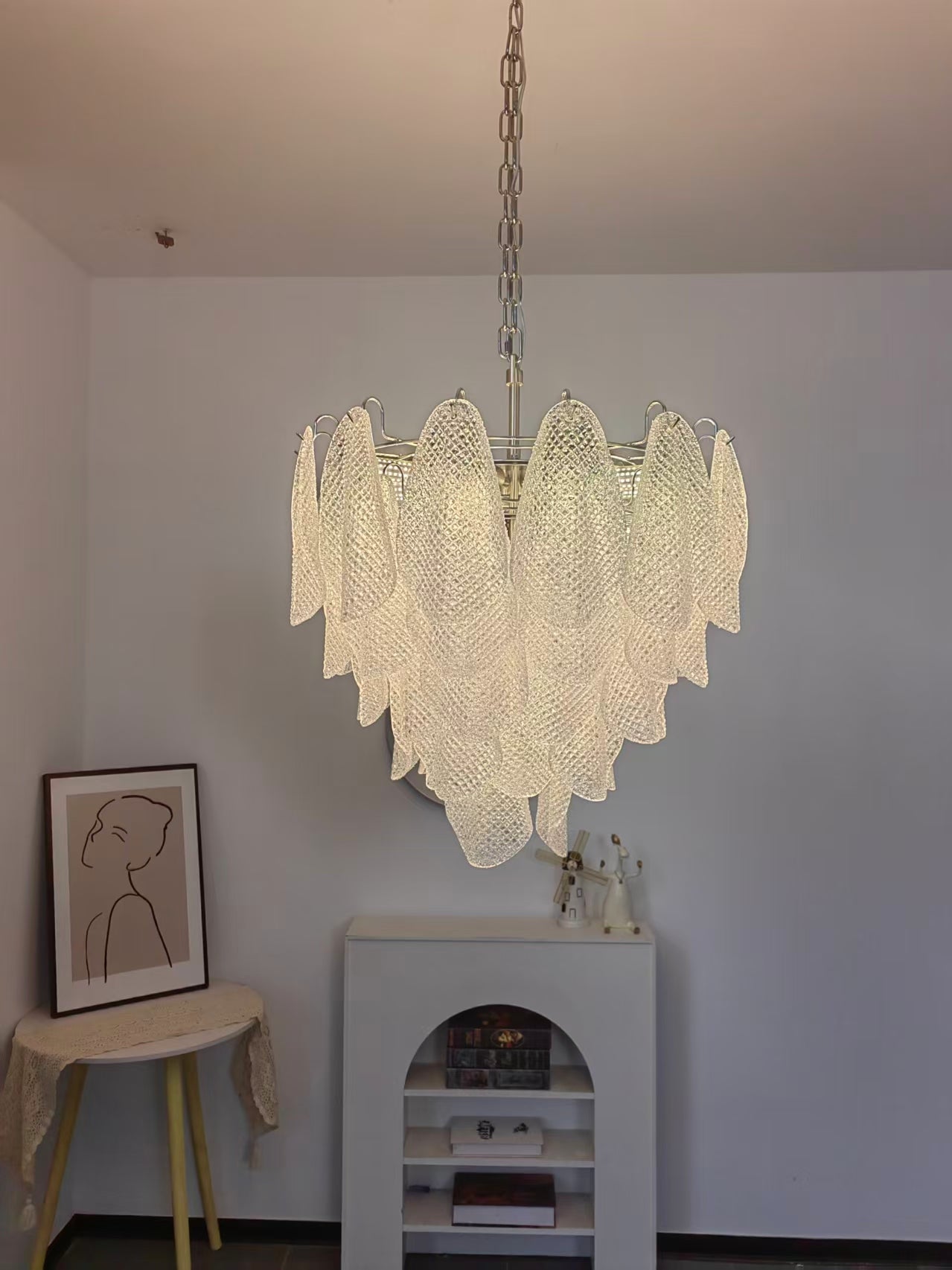 Prelit Glass Teardrop Chandelier