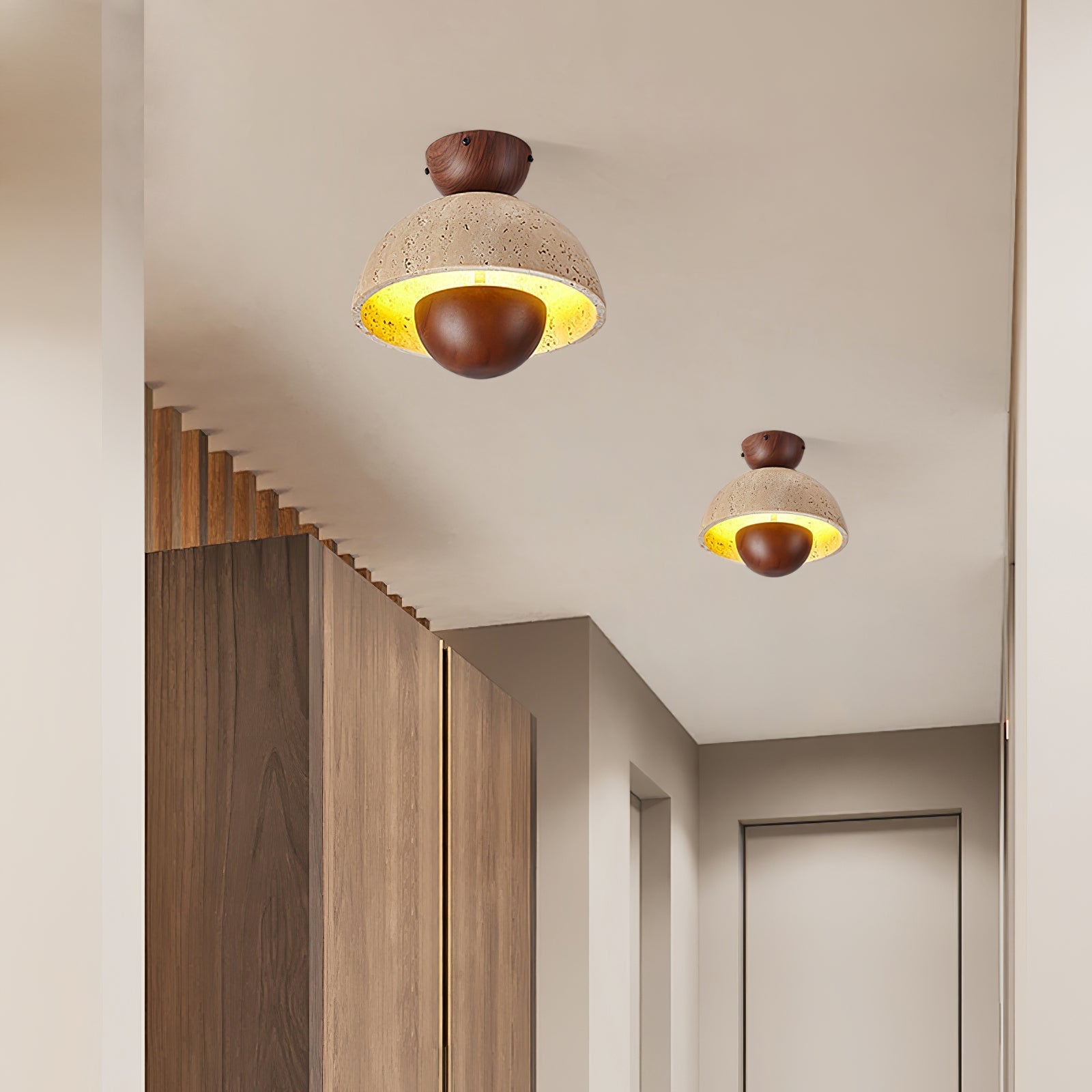 Tavivel Travertine Wood Ceiling Light