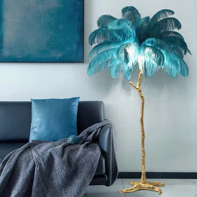 O'Moore Nordic Luxury Unique Ostrich Feather Floor Lamp/Table Lamp - Neutral Decor