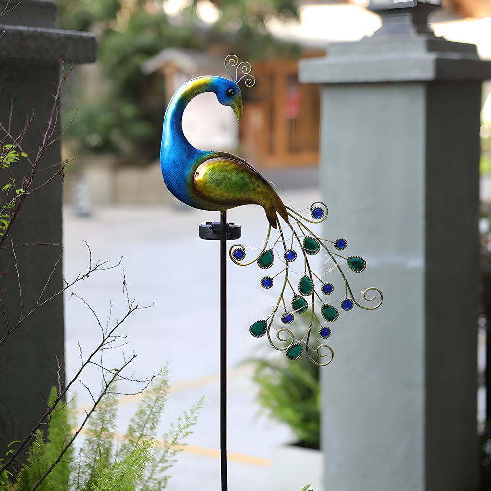 Flourish Peacock Solar-Powered Iron Outdoor Light