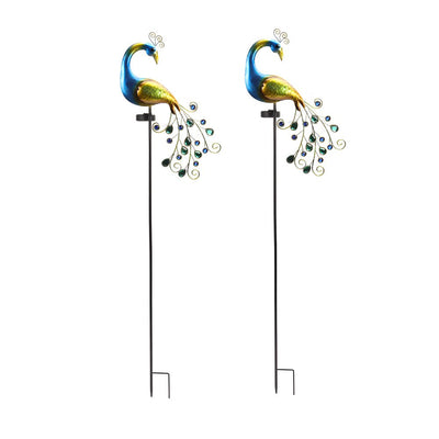 Flourish Peacock Solar-Powered Iron Outdoor Light