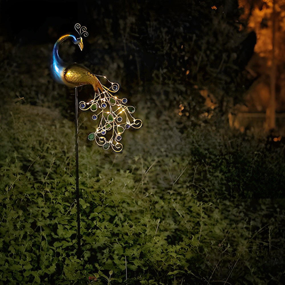 Flourish Peacock Solar-Powered Iron Outdoor Light