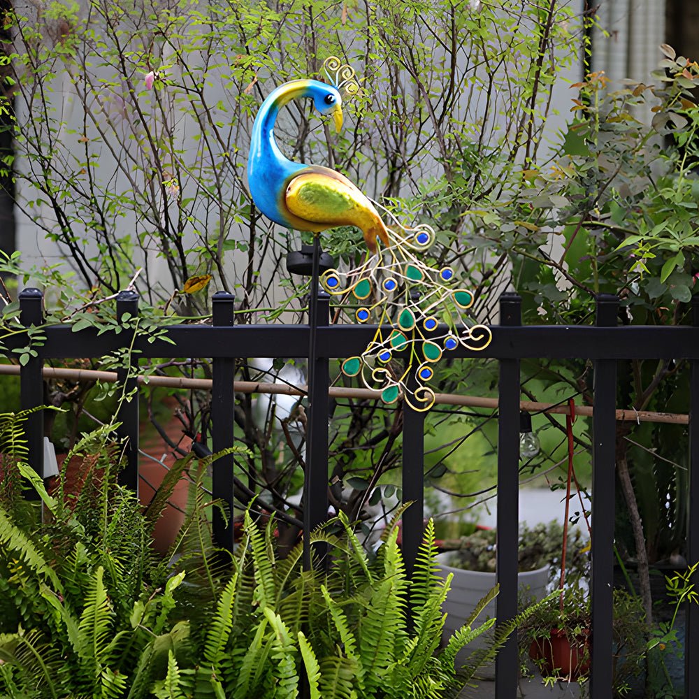 Flourish Peacock Solar-Powered Iron Outdoor Light