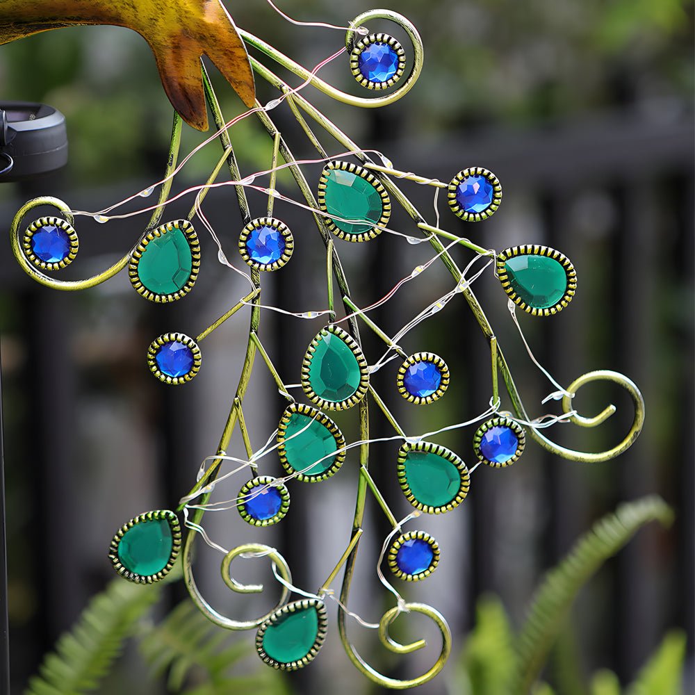 Flourish Peacock Solar-Powered Iron Outdoor Light