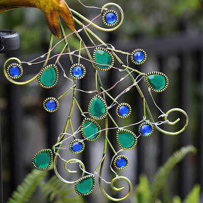 Flourish Peacock Solar-Powered Iron Outdoor Light