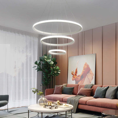 Arisha Modern Ring /Silicon Pendant Light, 2/3/4 Rings - Neutral Decor